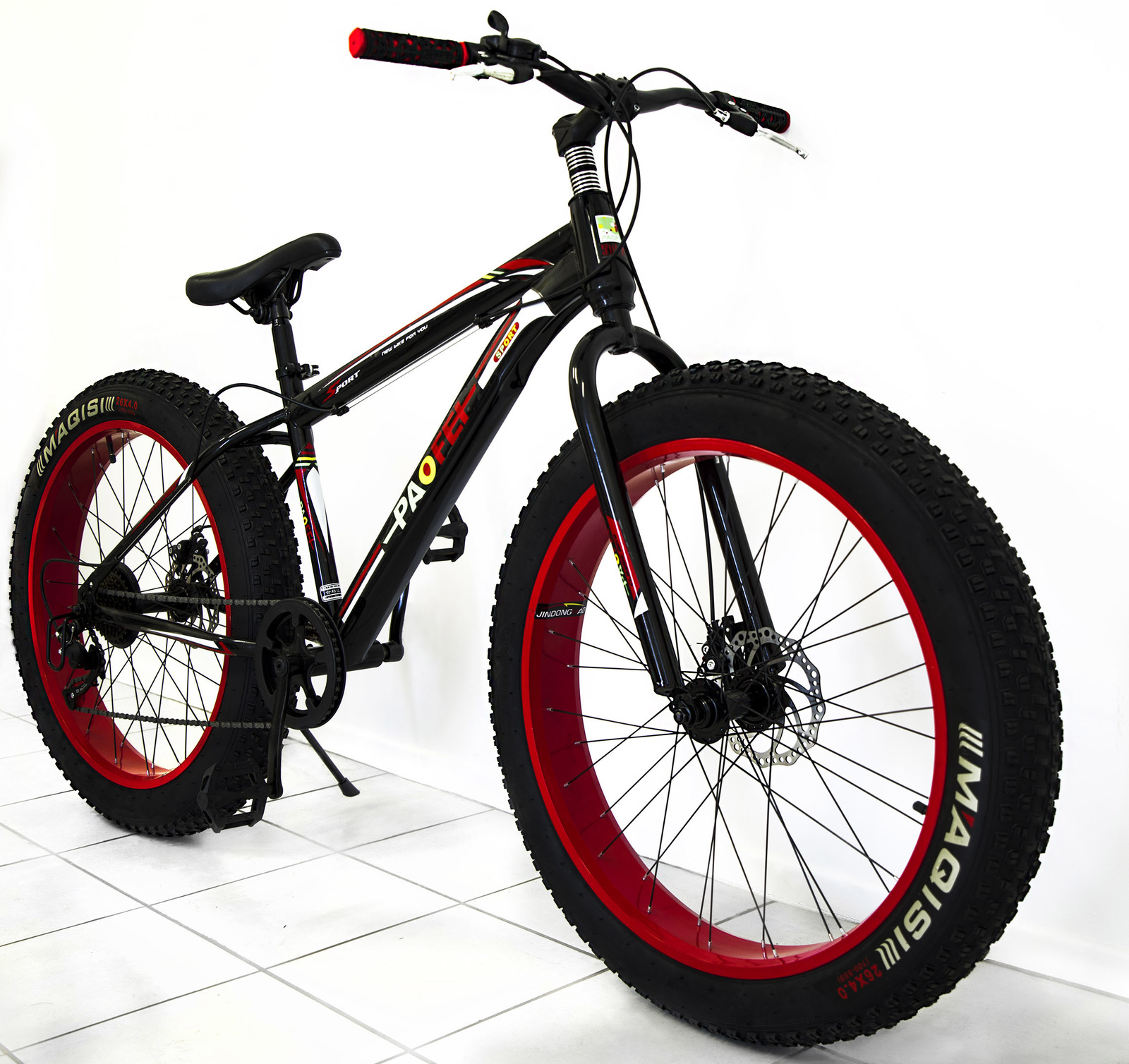 Large Tire Heavy Duty Fat Wheel Mountain Bike (Premium Red & Black Bicycle)