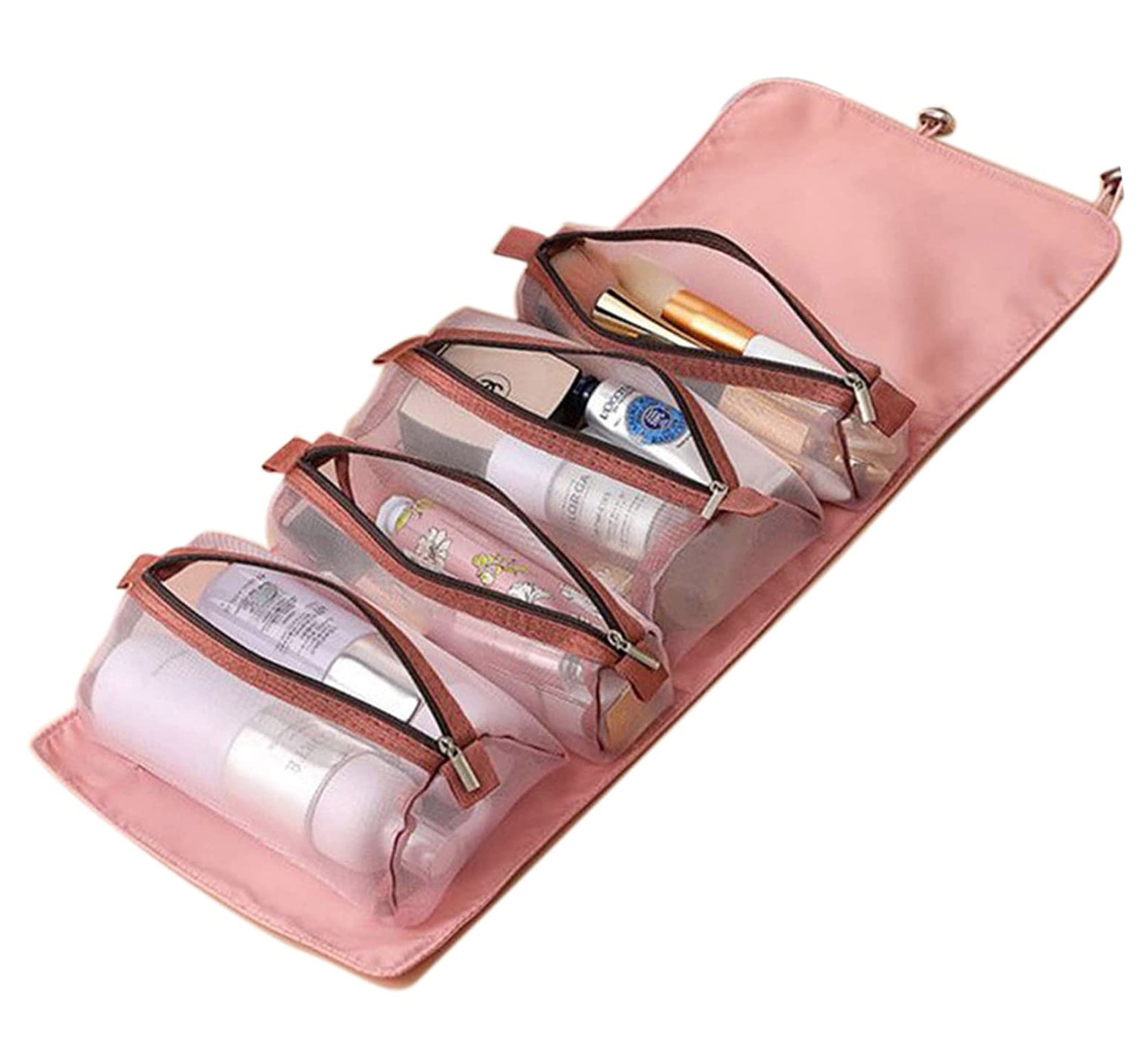 4 in 1 Makeup Pouch Set Cosmetic Organizer Folding Travel Case Toiletry Hanging Bag