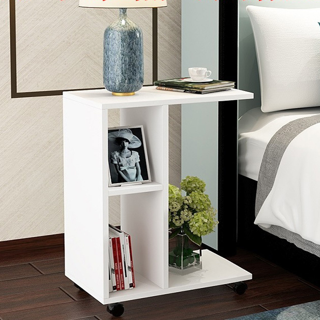 Varossa Side Table with Casters (White)