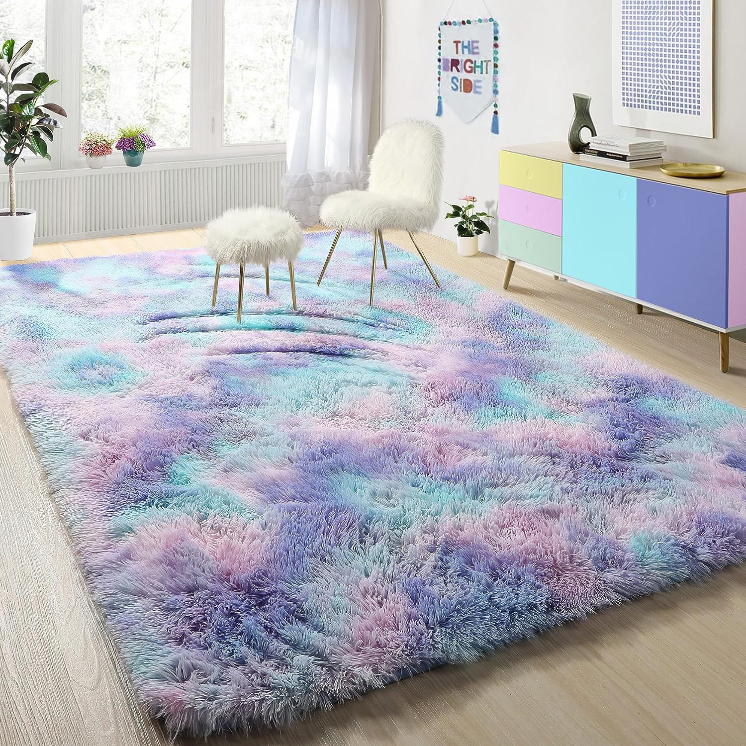 XL Purple Rainbow Dream Comfortable Shag Rug (300 x 200)