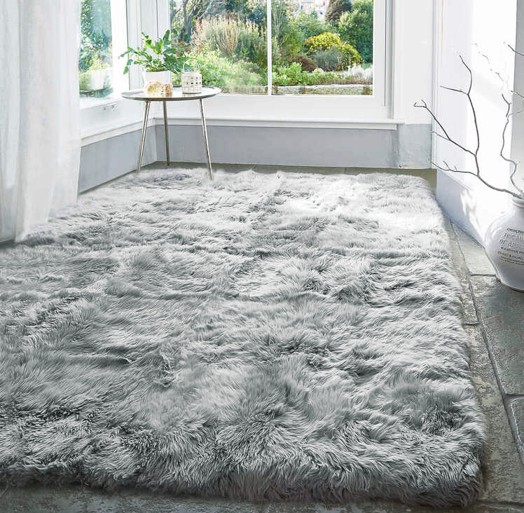 Luxe Bedroom/Living Room Comfortable Shag Rug (200 x 140, Platinum)