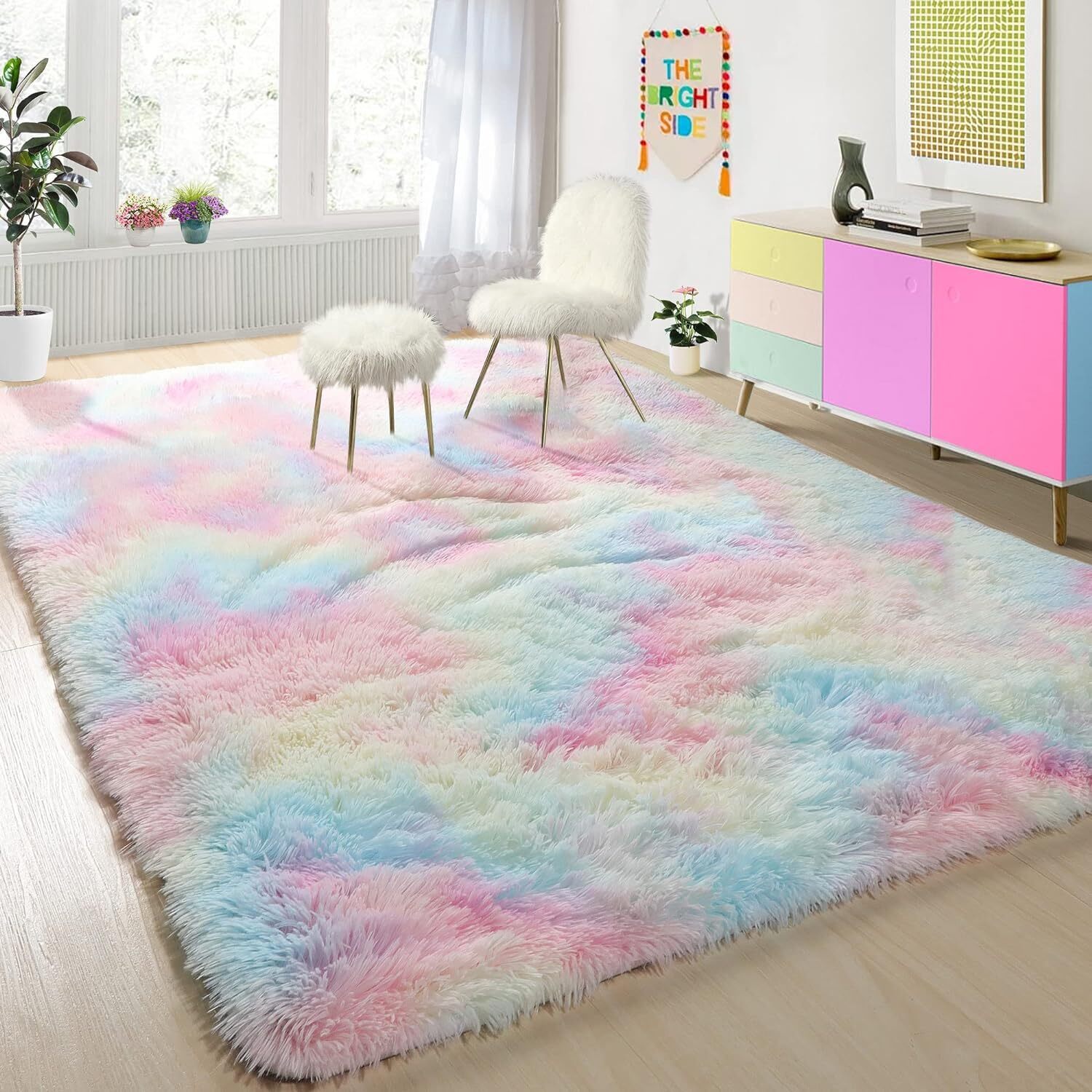 Rainbow Dream Bedroom/Living Room Comfortable Shag Rug (200 x 140)
