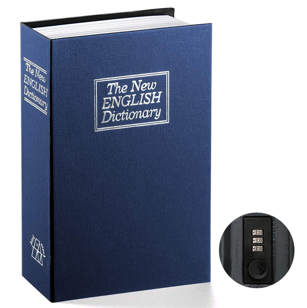 Dictionary Book Safe Security Box with Combination Lock (Navy)