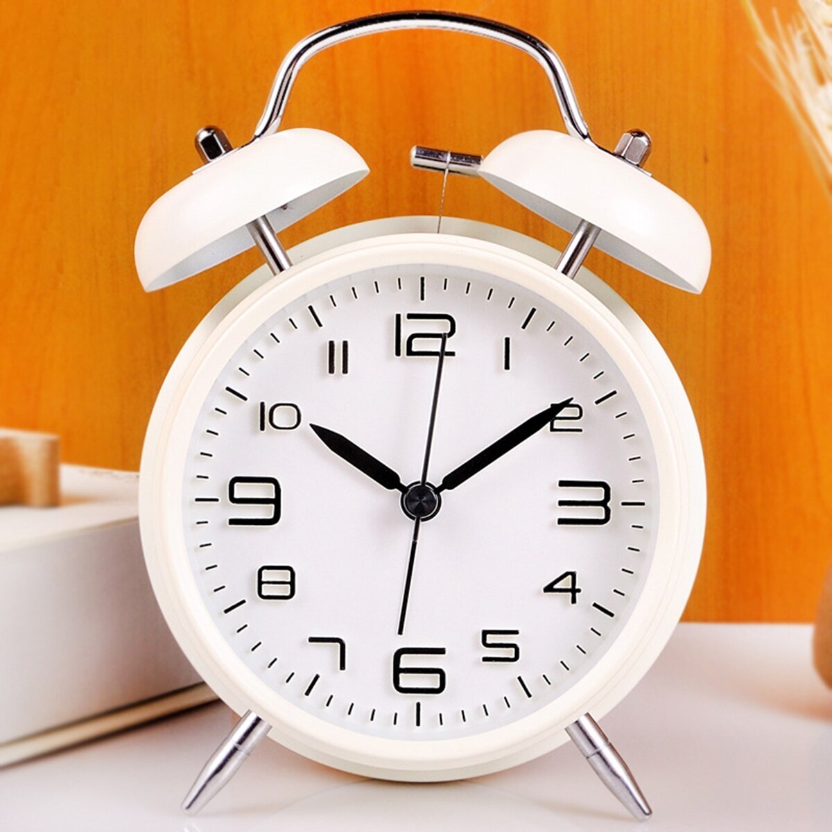 Twin Bell Classic Alarm Clock (White)
