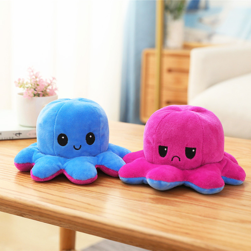 2 in 1 Reversible Cute Plush Octopus Toy Happy/Angry Plushie