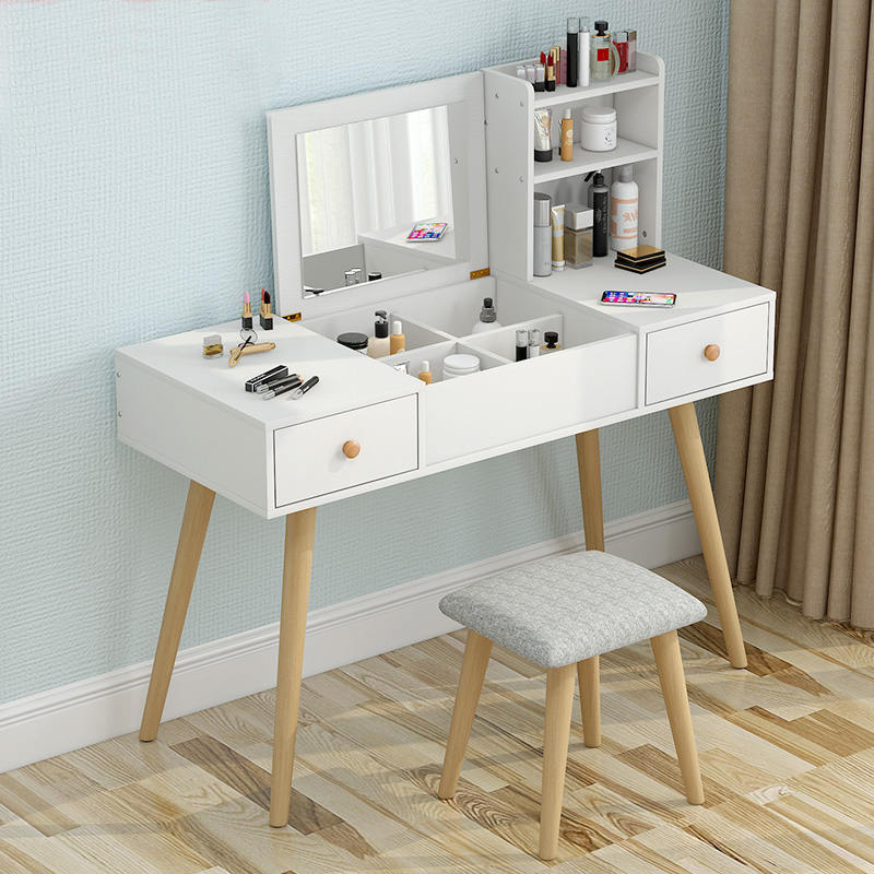Glam Large Dresser Vanity Table With, Vanity Table Mirror And Stool