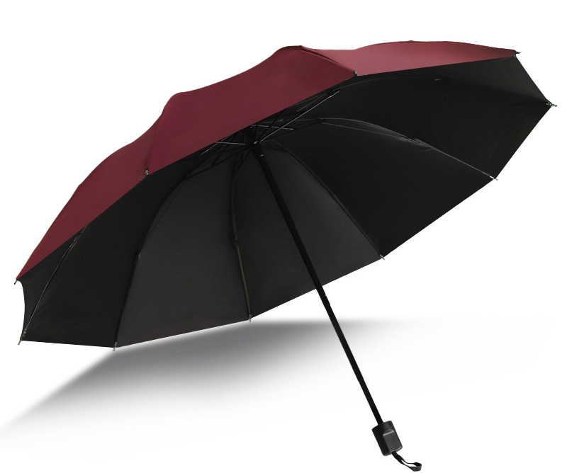 Large 2-Person Windproof Folding UV-Resistant Umbrella (Maroon Red)
