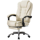 Apex Deluxe Executive Reclining Office Chair with Foot Rest (White/Cream)