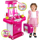 Kids Pretend Play Realistic Play Kitchen Toy Set with Lights & Sounds - Pink