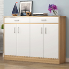 Elements 4-Door Double Buffet Shoe Storage Cabinet (Oak & White)