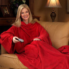 Sleeved Fleece Snuggle Blanket with Sleeves (Red)