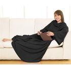 Sleeved Fleece Snuggle Blanket with Sleeves  (Black)