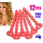 12 PCS Pink Sponge Soft Hair Curler Spiral Curls Roller DIY Salon Tool