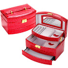 Large  Luxury PU Leather Jewellery Box Storage Case (Red)