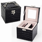 Deluxe PU Leather Jewellery Box Storage Case Organiser Gift (Black)