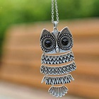 Silver Cute Large Owl Necklace