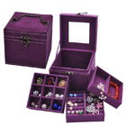 Deluxe Velvet Jewelry Box 3 Level Organiser Purple