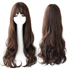 Dark Brown Long Curly Hair Wig Natural Wavy Brunette