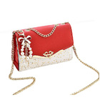Sparkle Heart & Bow Handbag Tote Shoulder Bag (Red)