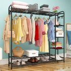 Large Steel Freestanding Wardrobe Cupboard Closet Clothes Hanging Rack & Shelves (Black)