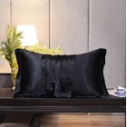 2 x Luxury Silk Satin Bedding Pillowcases Pillow Cases (Black)
