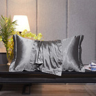 2 x Luxury Silk Satin Bedding Pillowcases Pillow Cases (Grey)