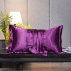 2 x Luxury Silk Satin Bedding Pillowcases Pillow Cases (Purple)