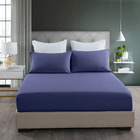 Luxe Home 3-Piece Bed Set Fitted Sheet and Pillowcases - King Size 180cm (Indigo)