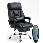 Director Deluxe Plush Executive Reclining Office Chair with Foot Rest & Massager (Black)