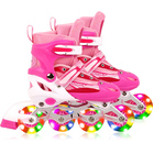 Full LED Adjustable Roller Blades Inline Skates (Pink, L)