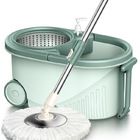 Advanced 360 Degree Spin Mop & Stainless Steel Bucket Kit with Wheels (Green)