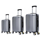 3 Piece Deluxe Ultra Light Tough Luggage Suitcase Set (Pearl Silver) (28", 24", 20")