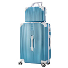 2-Piece Ultra Light Tough Standard Cabin Luggage Suitcase Set (Silver)