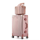 2-Piece Deluxe Ultra Light Tough Standard Cabin Luggage Suitcase Set (Rose Gold)