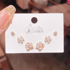 3 Pairs Beautiful Blossom Sterling Silver Stud Earrings Set