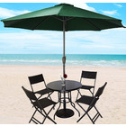 Alfresco 7 Piece Outdoor Setting (Green Umbrella & Stand, 4 Rattan Chairs, Round Table)