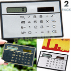 2 x Pocket Credit Card Size Solar Power Calculators ( Black + Silver)