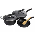 3-Piece Large Deluxe Stone Non-Stick Frying Pan Pot Cookware Set