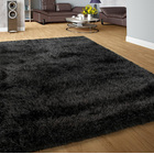 Large Soft Shag Rug Carpet Mat (Black, 230 x 160)
