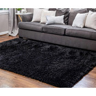 Plush Shag Rug Carpet Mat (Black,120 x 160 cm)