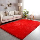 Plush Shag Rug Carpet Mat (Red,120 x 160 cm)