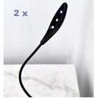 2 x Portable LED Flexi Light Reading Lamp (Black Snake)