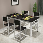5 x Piece Set Bliss Large Wood & Steel Dining Table Chairs (Black & White)