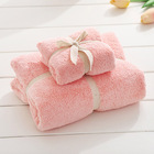 2PCS Set Luxury Soft Fleece Bath Towels/Blankets (Pink)