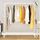 Large Coat Hanging Stand Wardrobe Clothes Hanger Rack (White)