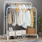 Large Double Coat Hanging Stand Wardrobe Clothes Hanger Rack (White)