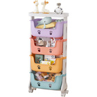 4-Tier Adorable Toy Shelf Organiser Trolley Storage Baskets with Wheels