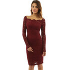 Adored Long Sleeve Lace Dress (Ruby)