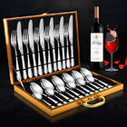 24PC Stainless Steel Knife and Fork Cutlery Set in Gold Box 