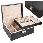 Deluxe PU Leather Jewellery Box Storage Case Organiser (Black)